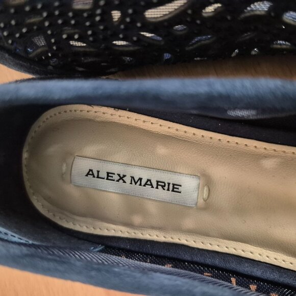 Alex Marie Navy Blue Laser Cut Ballet Flats Slip-On Womens Shoes Size 7M - Picture 2 of 6